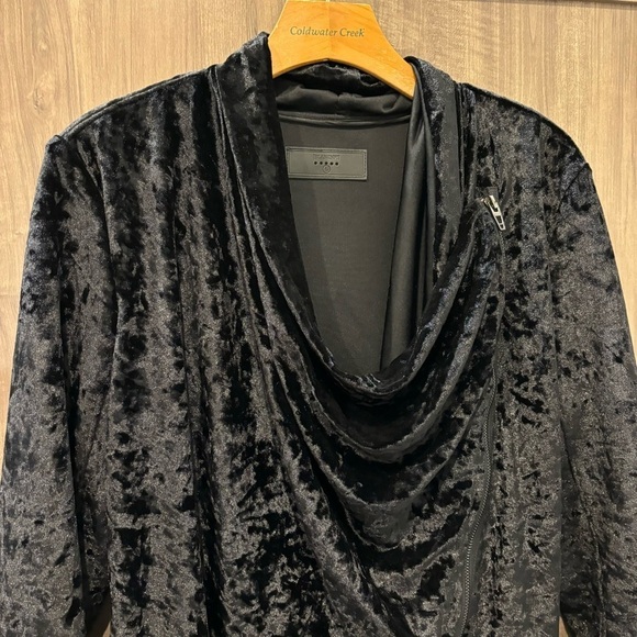 Blank NYC large Crushed Velvet Assymetrical Moto Jacket Black - Picture 5 of 9